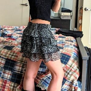 Ruffled Floral Miniskirt